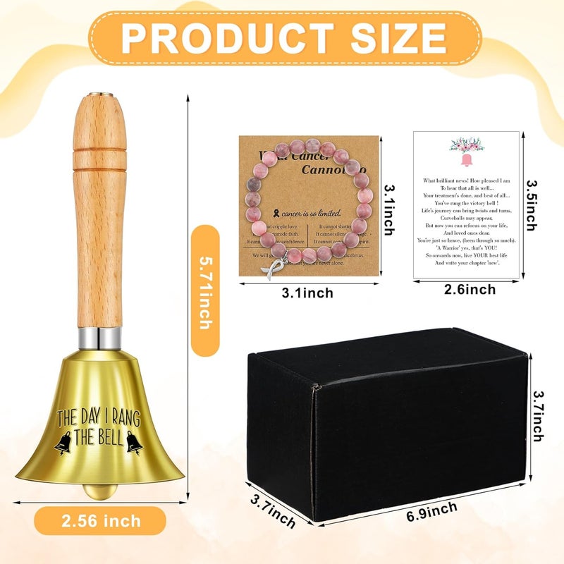 Canchiing 4 Pcs Cancer Bell Ringing Gift Set for Women Include the Day I Rang the Bell Bracelet Card Box End of Chemo Last Day of Chemo Treatment Ornament Cancer Survivor Recovery Gifts - Image 2